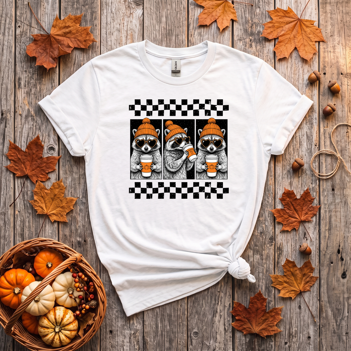 Pumpkin Spice Raccoon Crewneck Sweatshirt | Cute Fall Coffee Sweatshirt | Cozy Autumn Raccoon Shirt