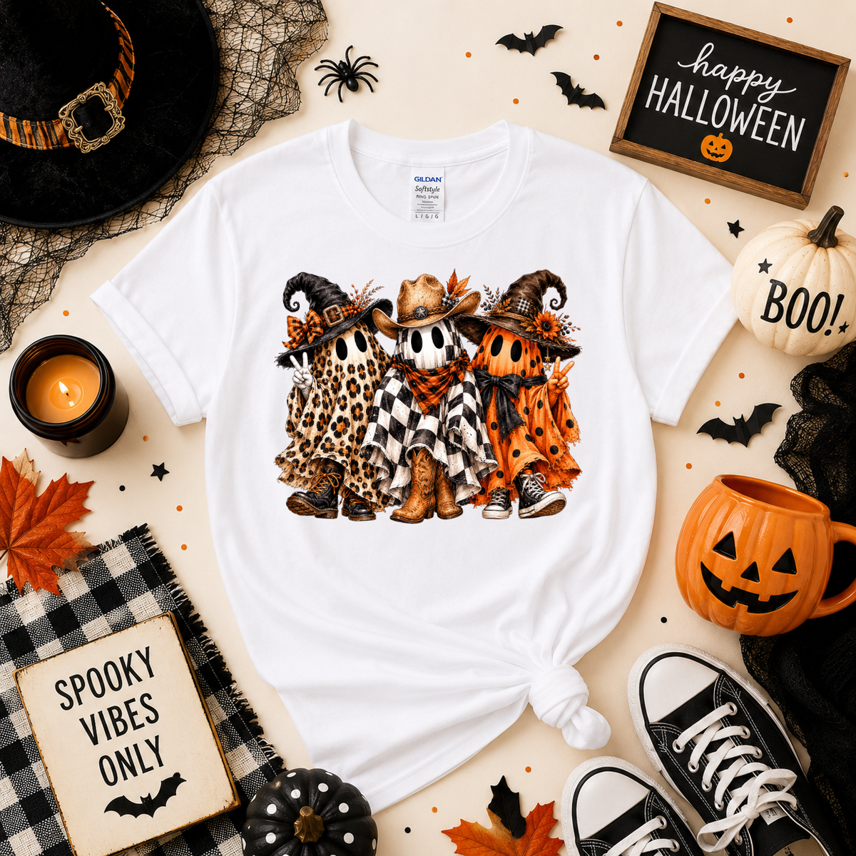 Spooky Ghost Besties Halloween Shirt | Western Ghost T-Shirt or Sweatshirt