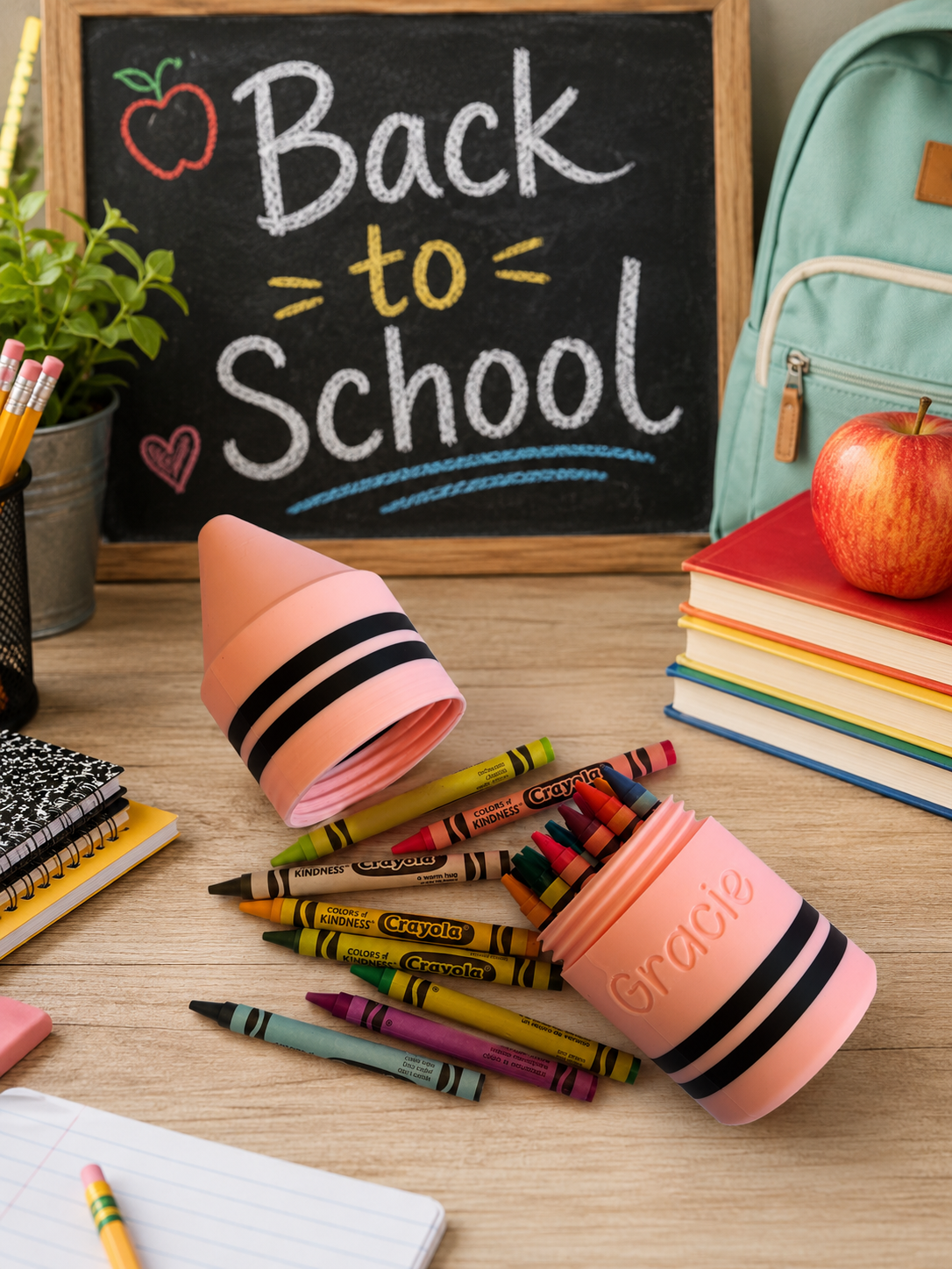 Personalized Crayon Holder, Custom Name Crayon Storage Container for Kids, Back to School Gift