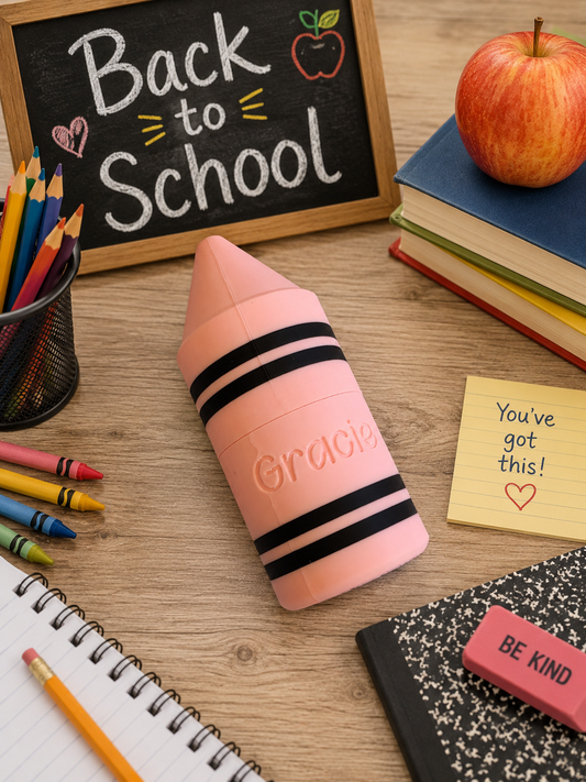 Personalized Crayon Holder, Custom Name Crayon Storage Container for Kids, Back to School Gift