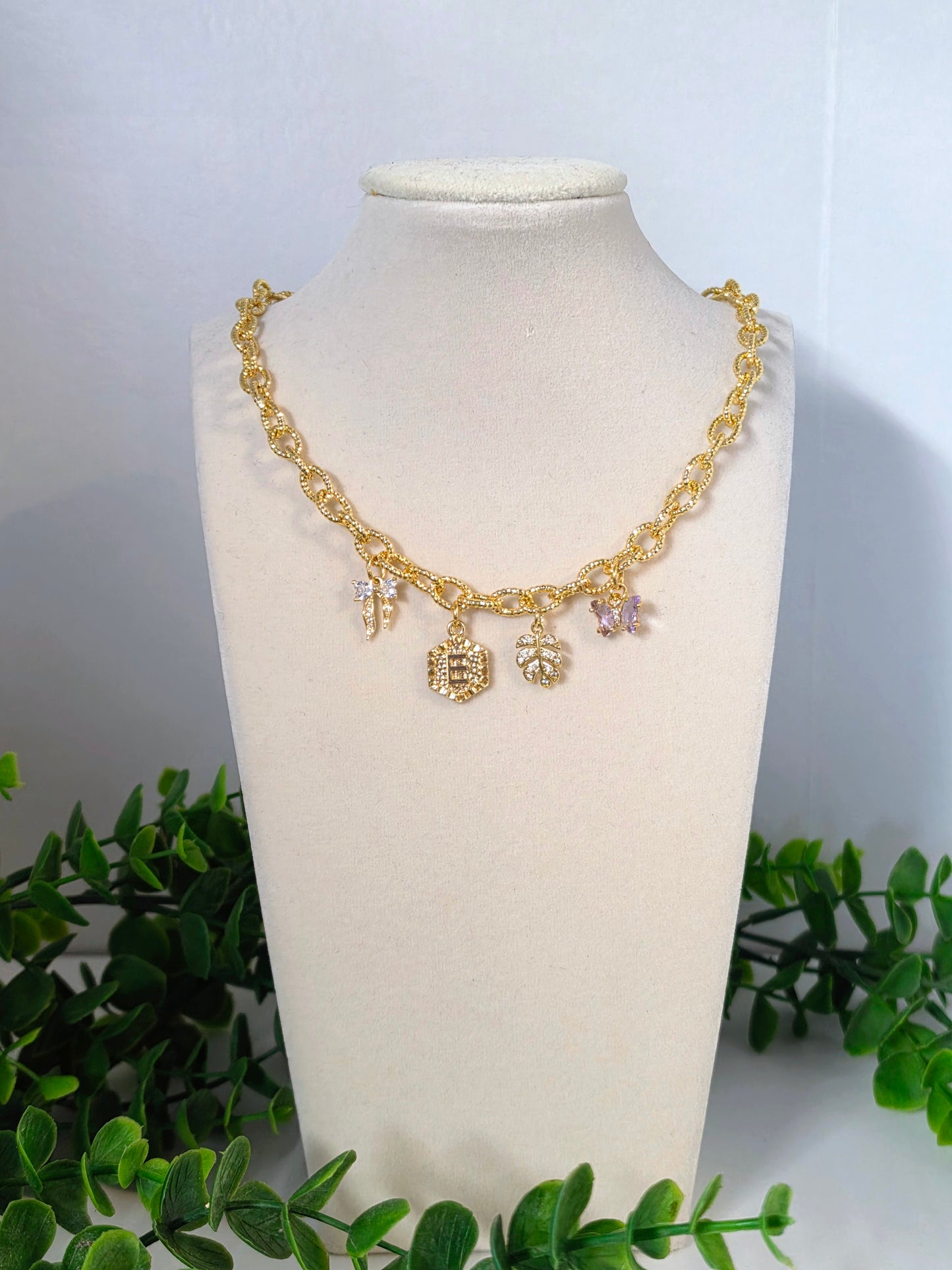 Alexis 16" 4 Charm Elegant Necklace | Gold Charm Necklace