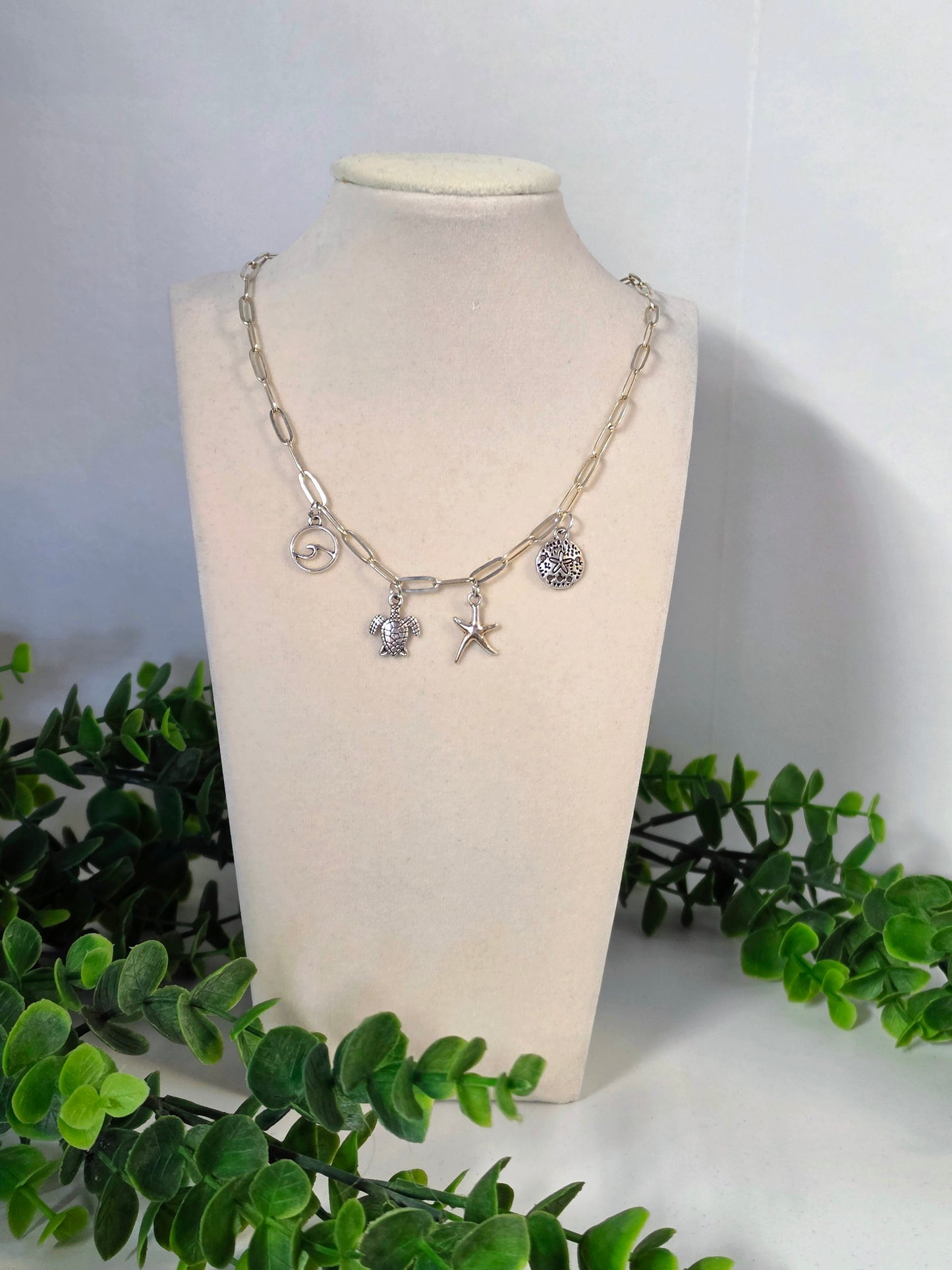 Ashley 16" Beach Charm Necklace | 4 Charm Coastal Necklace