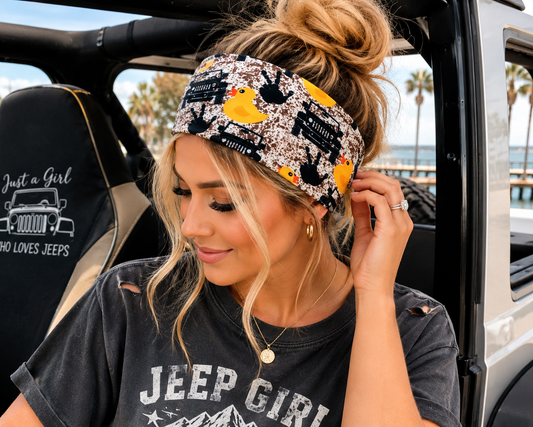 The Duck Wave Jeep Headband for Women | Handmade Stretch Headband | Jeep Lover Hair Accessory