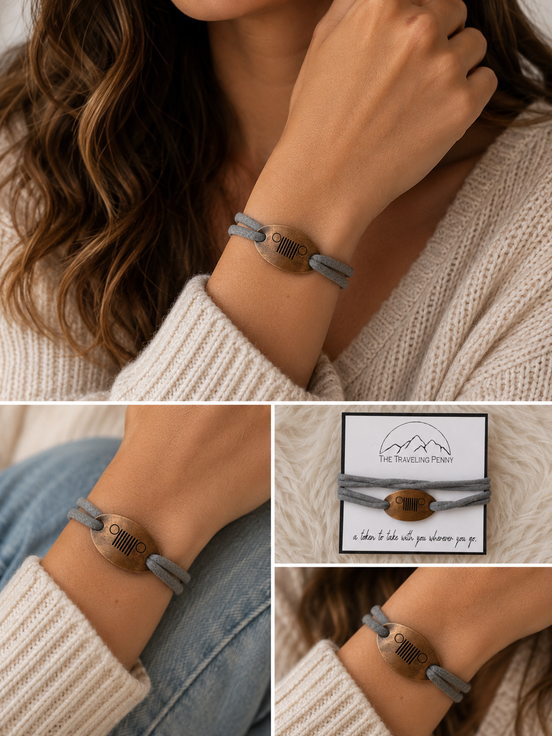 The Traveling Penny Jeep Bracelet | Jeep Grille Adventure Bracelet Gift