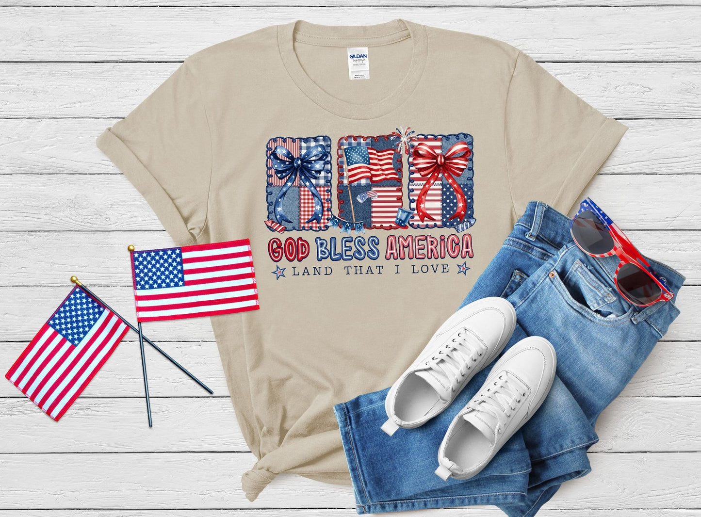 God Bless America Patriotic Graphic Tee | Fourth of July Shirt