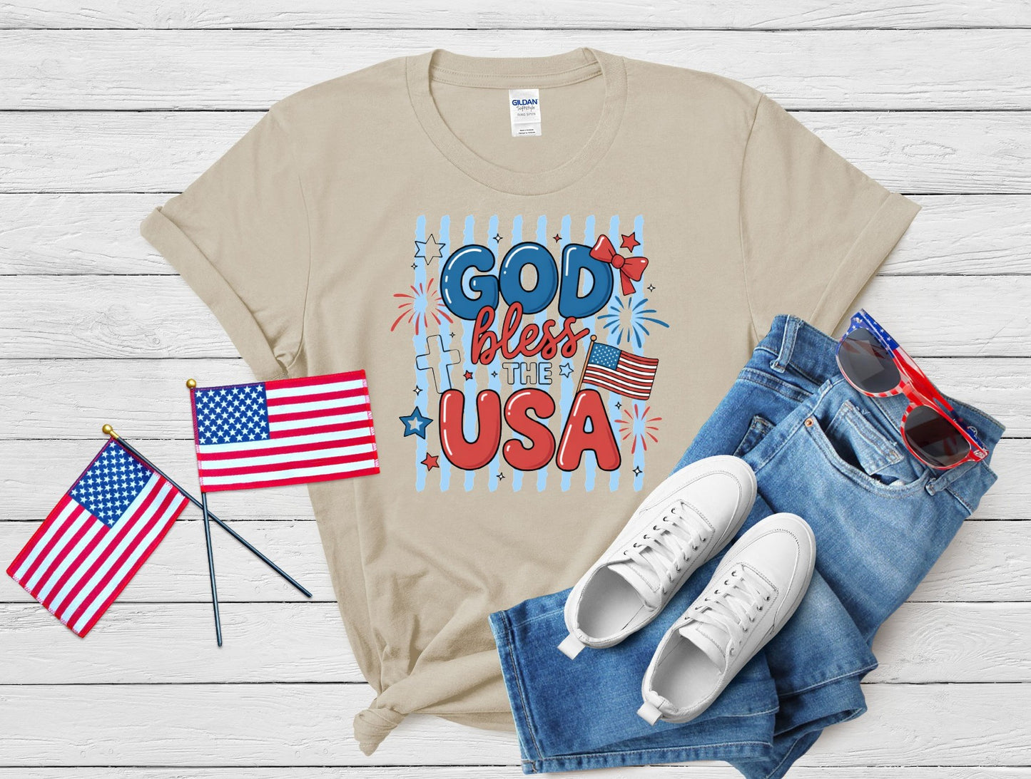 God Bless the USA Patriotic Graphic Tee | Fourth of July Shirt