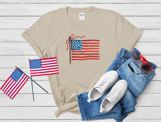 Painted American Flag Graphic Tee | Patriotic USA Shirt