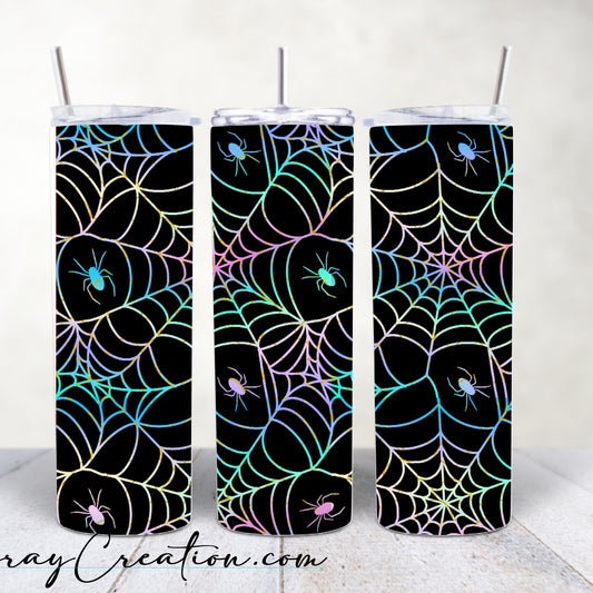 Pastel Spider Web Halloween Tumbler 20oz | Cute Spooky Spider & Web Cup