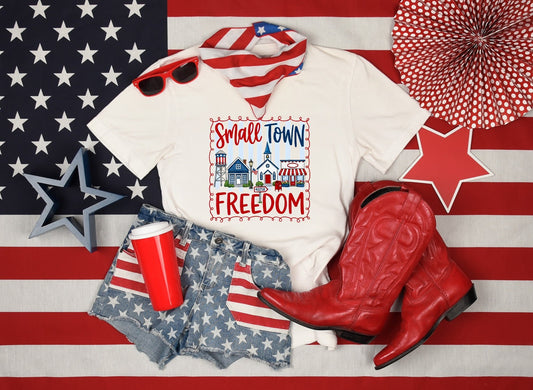 Small Town Freedom Patriotic Graphic Tee | Americana Shirt