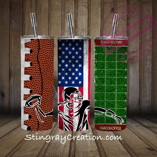 Football Player 20oz Skinny Tumbler with Straw | Football Fan Gift