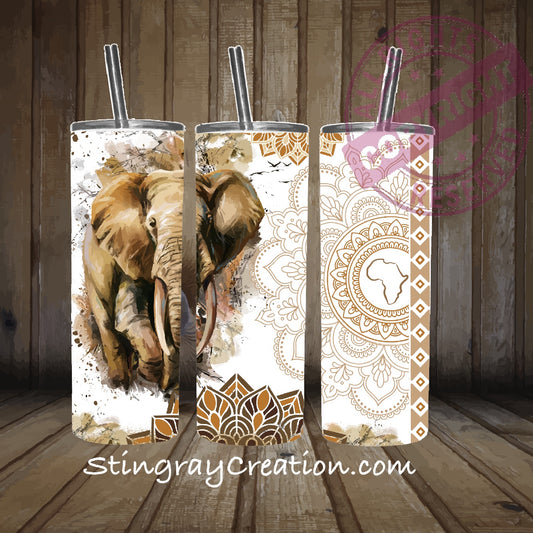 African Elephant Safari 20oz Skinny Tumbler | Wildlife Stainless Steel Travel Cup