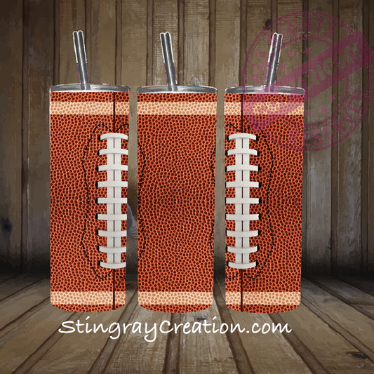 Football 20oz Skinny Tumbler with Straw | Football Lover Gift