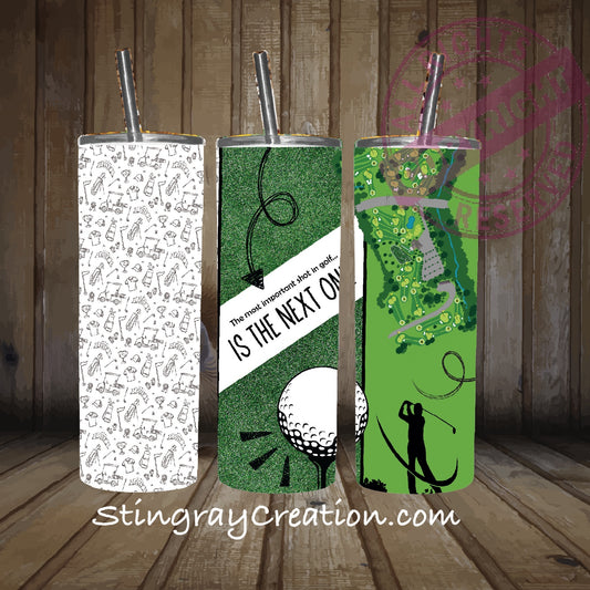 Golf 20oz Skinny Tumbler | Funny Golfer Gift Stainless Steel Tumbler with Straw