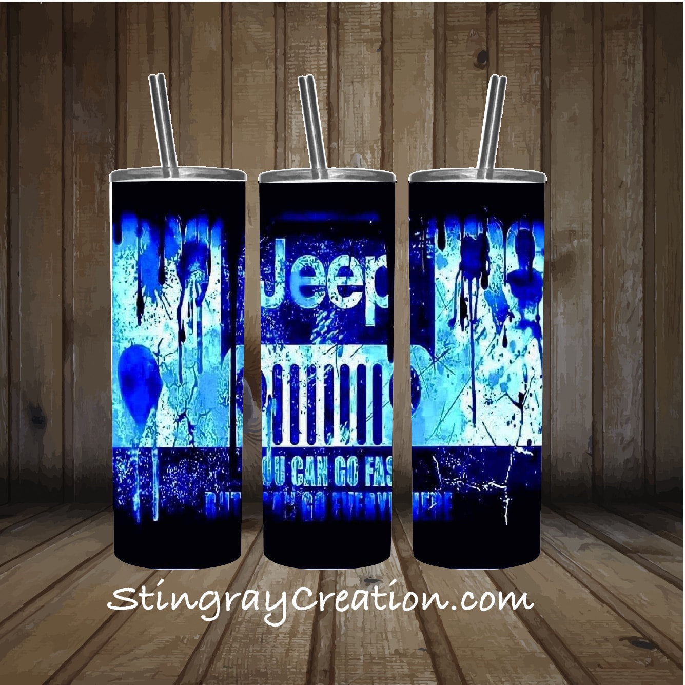 Blue Jeep Grill Inspired (You can go fast, but I can go anywhere)