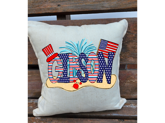(Pre-Orders) Last name Patriotic/Oak Island Throw Pillow