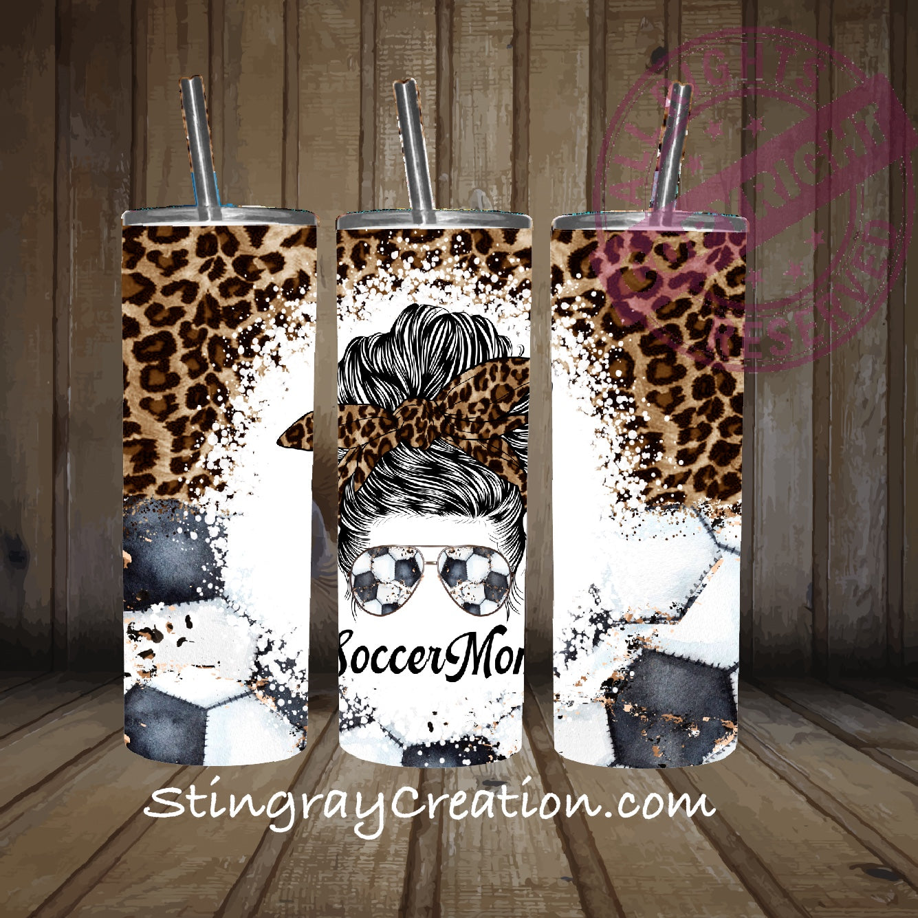 Soccer Mom Leopard Print Tumbler | Soccer Mom Stainless Steel Insulated Cup with Straw